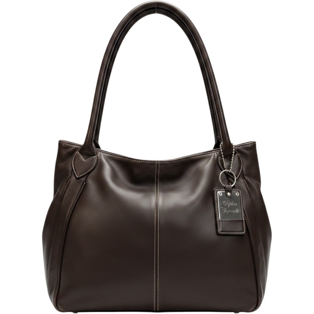 Sophia Caperelli Dark Brown Pebbled Leather Hobo Shoulder Bag Slouchy Purse EUC